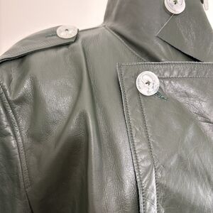 Men's Green Leather Trench Coat